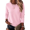 Zeagoo Womens Wool Blend Sweater Crewneck Long Sleeve Tops Fashion Clothing(Pink)