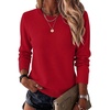 Zeagoo Womens Wool Blend Sweater Crewneck Long Sleeve Tops Fashion Clothing(Red)