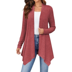 Zeagoo Lightweight Cardigan for Women Long Sleeve Open Front Cardigans(Red)