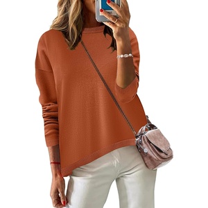 Zeagoo Sweaters for Women Fall Outfits Trendy 2026 Long Sleeve Shirts Bussiness Casual Knit Pullover Sweater Tops(B-solid Orange Long Sleeve)