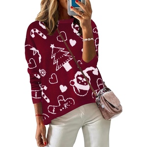 Zeagoo Sweaters for Women Fall Outfits Trendy 2026 Long Sleeve Shirts Bussiness Casual Knit Pullover Sweater Tops(Christmas Wine)