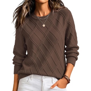 Zeagoo Women’s Cable Knit Sweaters Fall Winter Long Sleeve Crewneck Tops(Brown)