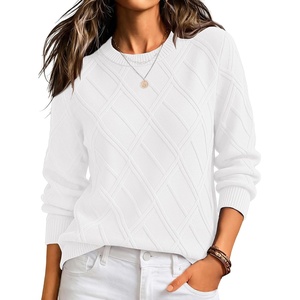 Zeagoo Women’s Cable Knit Sweaters Fall Winter Long Sleeve Crewneck Tops(White)