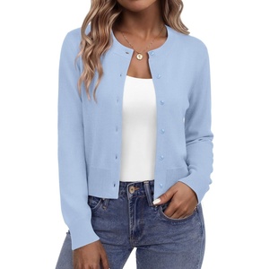 Zeagoo Women’s Cropped Cardigan Sweaters Lightweight Bolero Shrug for Dress(Light Blue)