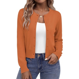 Zeagoo Women’s Cropped Cardigan Sweaters Lightweight Bolero Shrug for Dress(Orange)