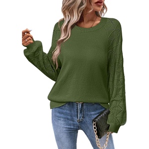 Zeagoo Womens Sweaters 2026 Long Sleeve Crew Neck Lightweight Pullover Knitted Cute Fall Fashion Tops(Army Green)