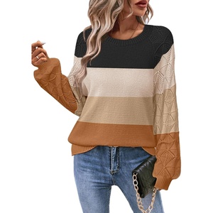 Zeagoo Womens Sweaters 2026 Long Sleeve Crew Neck Lightweight Pullover Knitted Cute Fall Fashion Tops(Z1 Brown)