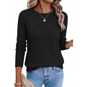 Zeagoo Womens Sweaters Crewneck Long Sleeve Soft Casual Knit Pullover Tops(Black)
