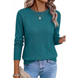 Zeagoo Womens Sweaters Crewneck Long Sleeve Soft Casual Knit Pullover Tops(Lake Blue)