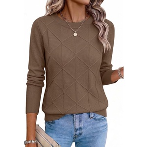 Zeagoo Womens Sweaters Crewneck Long Sleeve Soft Casual Knit Pullover Tops(Nutmeg)