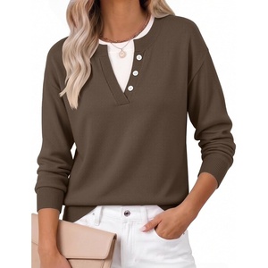 Zeagoo Women’s Sweaters Long Sleeve Crew Neck Pullover Tops Dressy Outfits(Brown)