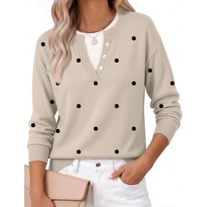 Zeagoo Women’s Sweaters Long Sleeve Crew Neck Pullover Tops Dressy Outfits(Jh442- Polka Dot)