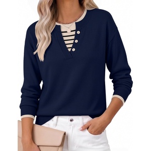 Zeagoo Women’s Sweaters Long Sleeve Crew Neck Pullover Tops Dressy Outfits(Navy Blue)
