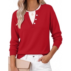 Zeagoo Women’s Sweaters Long Sleeve Crew Neck Pullover Tops Dressy Outfits(Red)