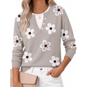 Zeagoo Women’s Sweaters Long Sleeve Crew Neck Pullover Tops Dressy Outfits(Sf175- Flower)