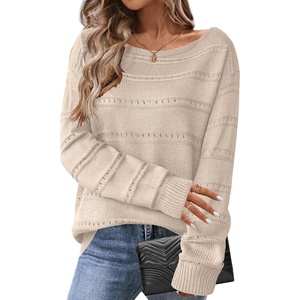 Zeagoo Womens Sweaters Off The Shoulder Crochet Dressy Casual Outfits(A-dark Apricot)