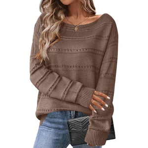 Zeagoo Womens Sweaters Off The Shoulder Crochet Dressy Casual Outfits(A-dark Brown)