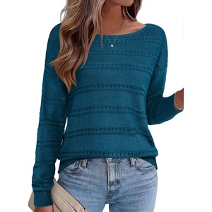 Zeagoo Womens Sweaters Off The Shoulder Crochet Dressy Casual Outfits(Lake Blue)