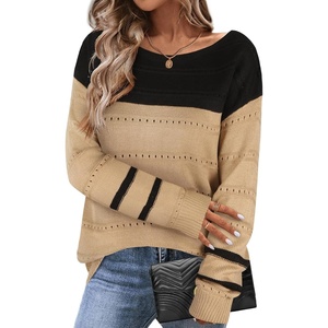 Zeagoo Womens Sweaters Off The Shoulder Crochet Dressy Casual Outfits(Mocha Brown+black)
