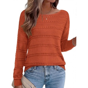 Zeagoo Womens Sweaters Off The Shoulder Crochet Dressy Casual Outfits(Rust)