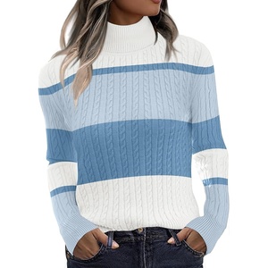 Zeagoo Womens Sweaters Turtleneck Cable Knit Long Sleeve Pullover Fall Tops(Z Baby Blue)