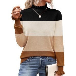 Zeagoo Women’s Turtleneck Sweater Fall Ruffle Dressy Knit Long Sleeve Tops(Tw638)