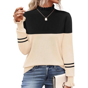 Zeagoo Women’s Turtleneck Sweater Fall Ruffle Dressy Knit Long Sleeve Tops(Tw724)