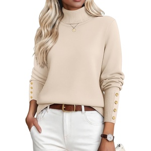 Zeagoo Womens Turtleneck Sweater Long Sleeve Pullover Fall Basic Jumper Top(Beige)