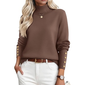 Zeagoo Womens Turtleneck Sweater Long Sleeve Pullover Fall Basic Jumper Top(Brown)