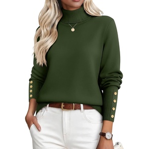 Zeagoo Womens Turtleneck Sweater Long Sleeve Pullover Fall Basic Jumper Top(Green)