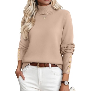 Zeagoo Womens Turtleneck Sweater Long Sleeve Pullover Fall Basic Jumper Top(Khaki)