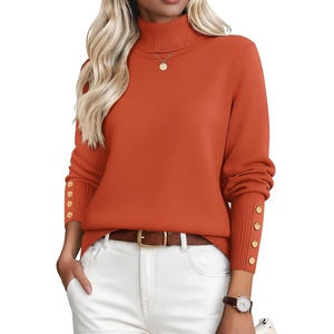 Zeagoo Womens Turtleneck Sweater Long Sleeve Pullover Fall Basic Jumper Top(Rust)