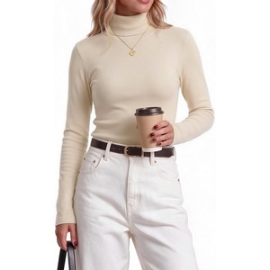 Zeagoo Womens Turtleneck Sweater Long Sleeve Tops Basic Fall Clothes(Beige)