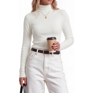 Zeagoo Womens Turtleneck Sweater Long Sleeve Tops Basic Fall Clothes(White)