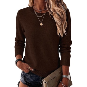 Zeagoo Womens Wool Blend Sweater Crewneck Long Sleeve Tops Fashion Clothing(Coffee)