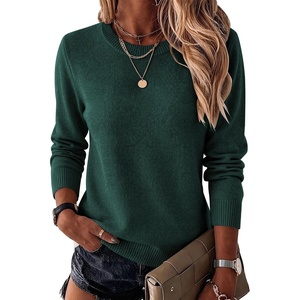 Zeagoo Womens Wool Blend Sweater Crewneck Long Sleeve Tops Fashion Clothing(Dark Green)