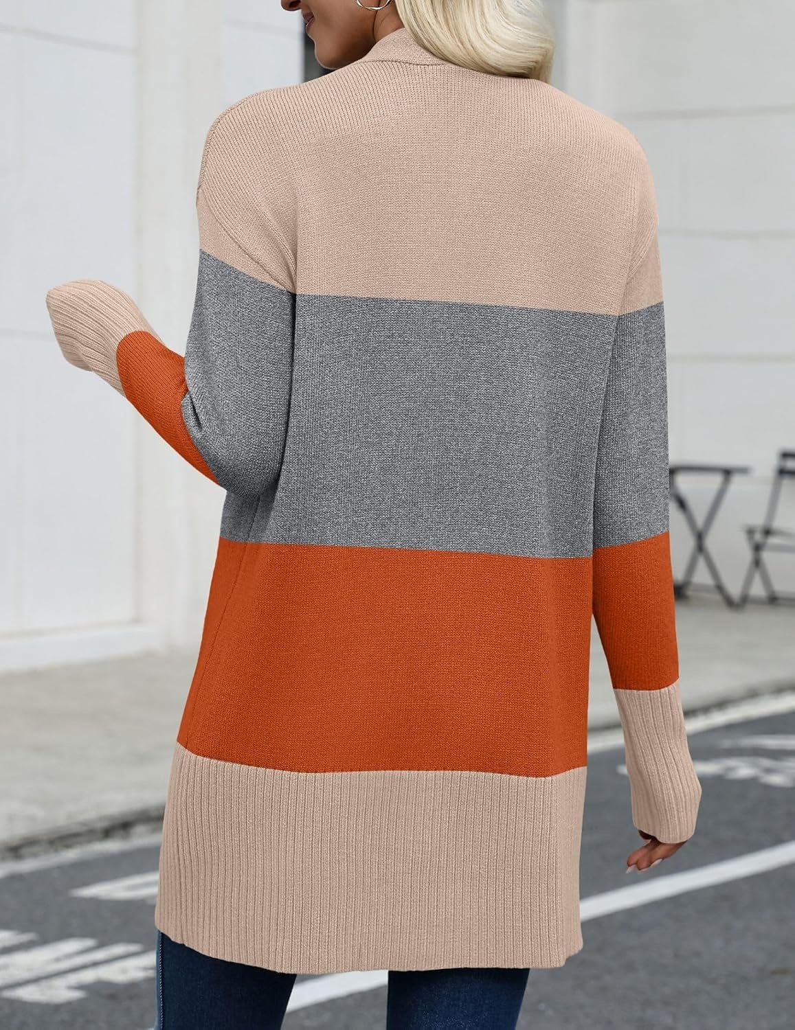 image:imageZeagoo Cardigan Sweaters for Women Open Front Cardigans Long Sleeve SweaterA1colorblock 965