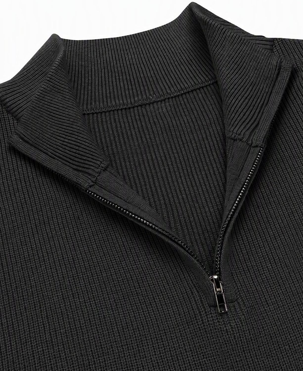 image:imageZeagoo Womens Fall Long Sleeve Quarter Zip Sweaters Knit Pullover TopsBlack