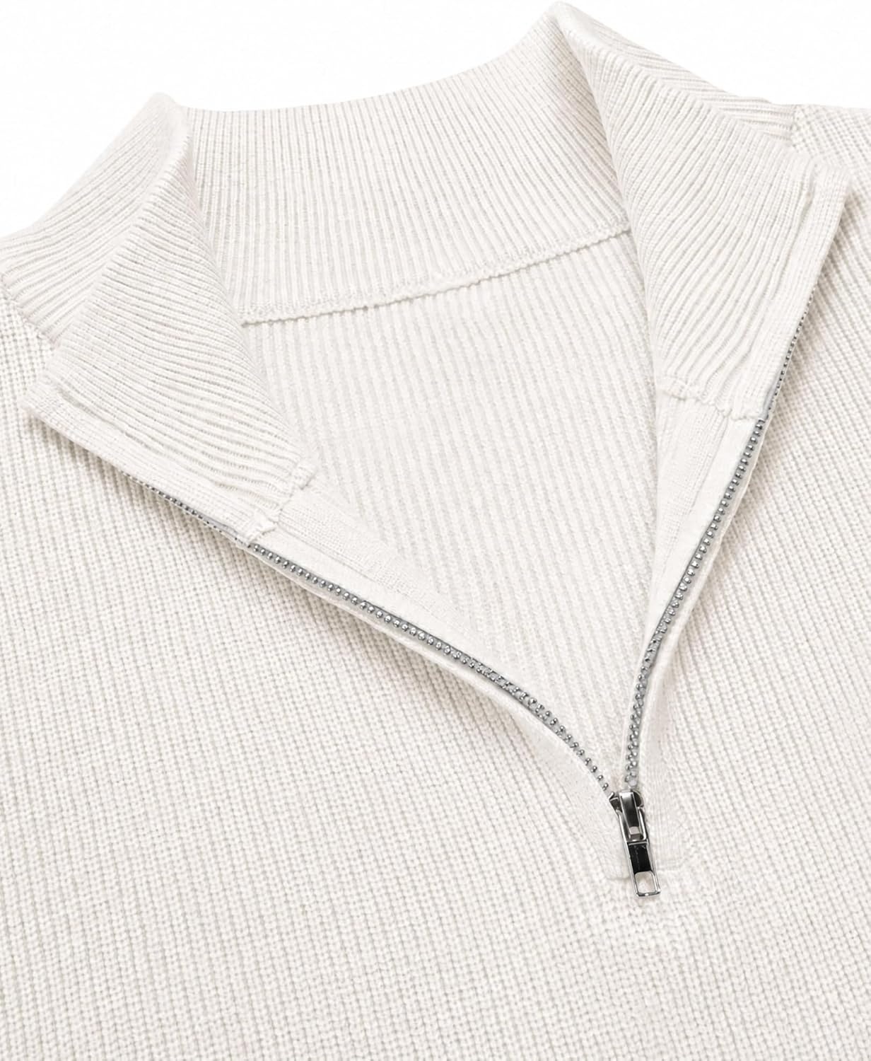 image:imageZeagoo Womens Fall Long Sleeve Quarter Zip Sweaters Knit Pullover TopsWhite