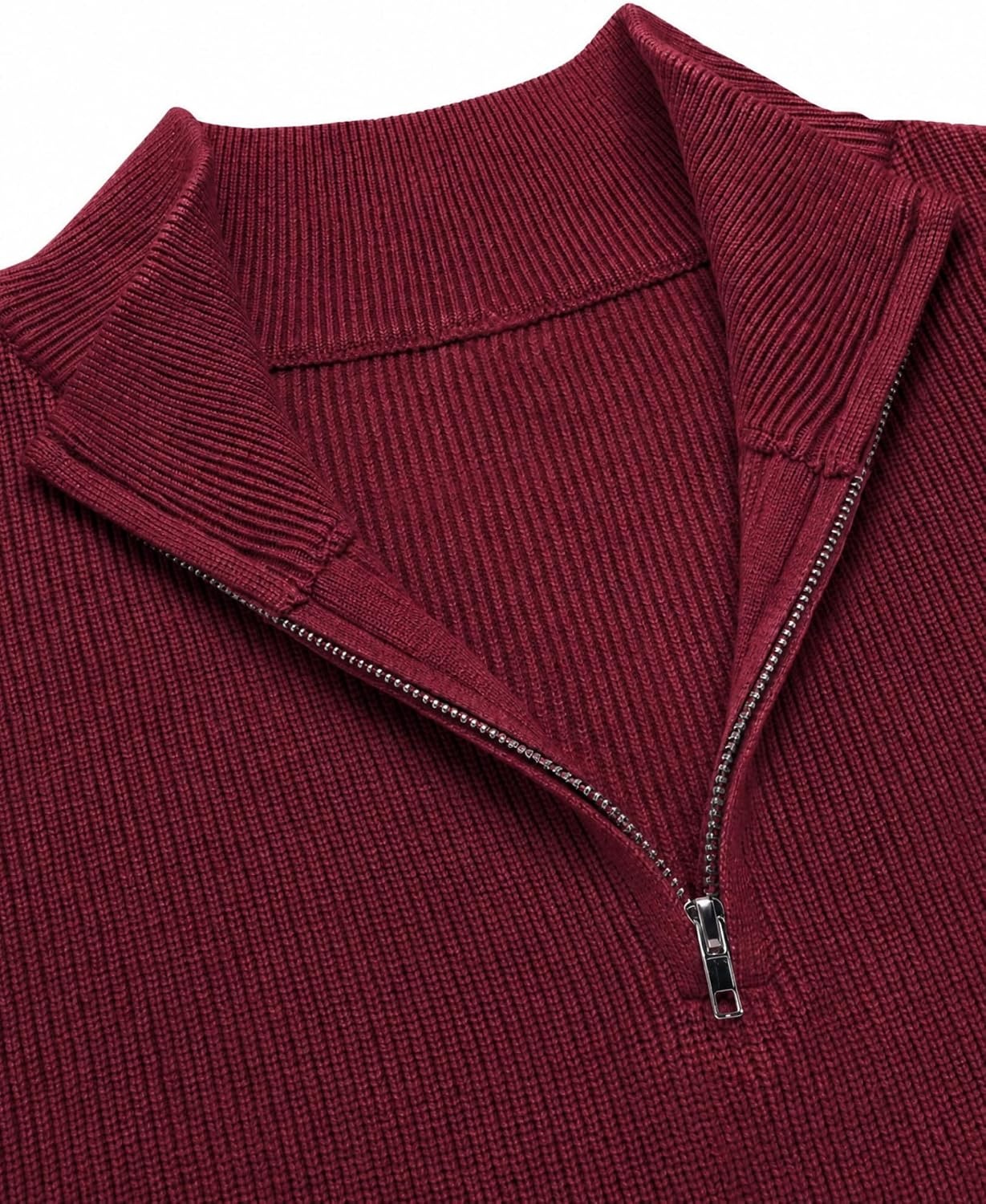image:imageZeagoo Womens Fall Long Sleeve Quarter Zip Sweaters Knit Pullover TopsWine Red