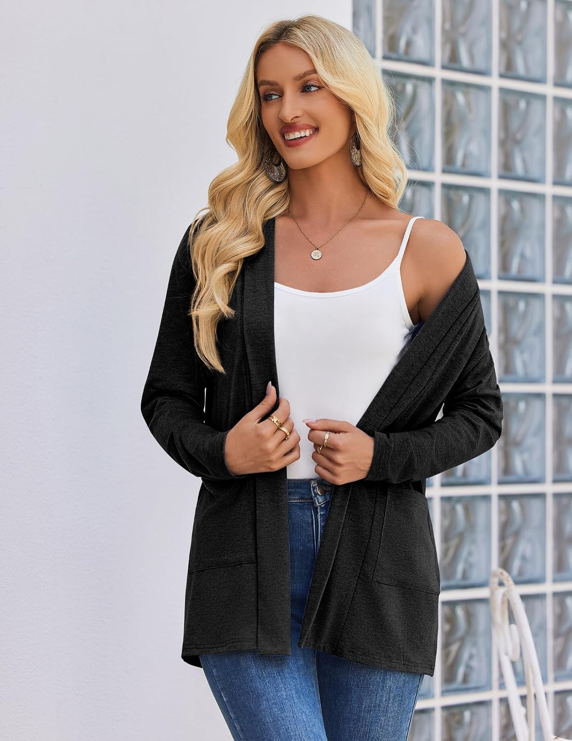 image:imageZeagoo Womens Lightweight Cardigan Open Front Long Sleeve Casual CardigansAblack