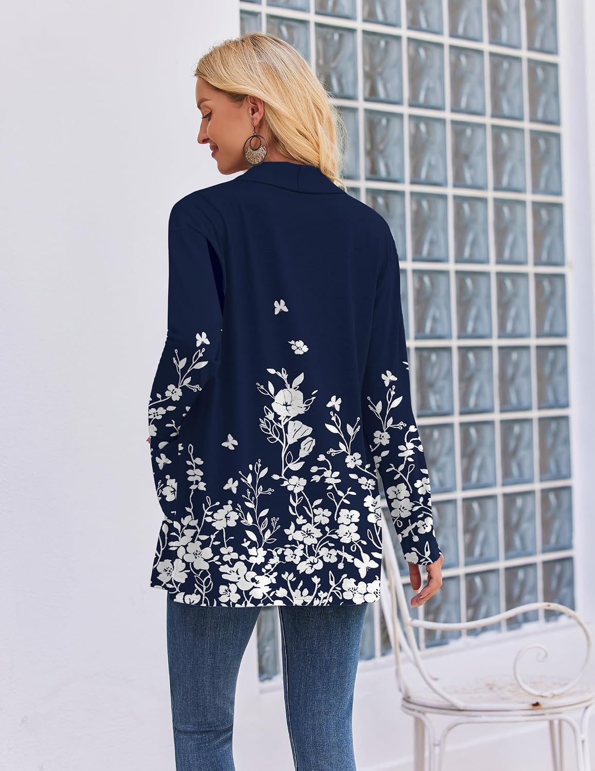 image:imageZeagoo Womens Lightweight Cardigan Open Front Long Sleeve Casual CardigansAfloral Navy 103