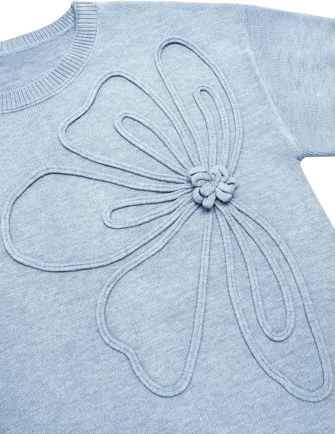 image:imageZeagoo Womens Sweaters 3D Floral Appliques Crewneck Long Sleeve Pullovers03 Blue