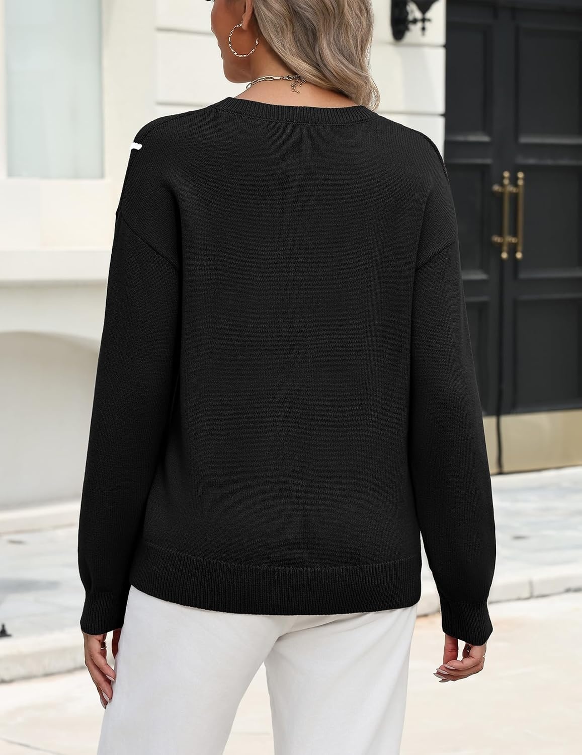 image:imageZeagoo Womens Sweaters 3D Floral Appliques Crewneck Long Sleeve PulloversBlack