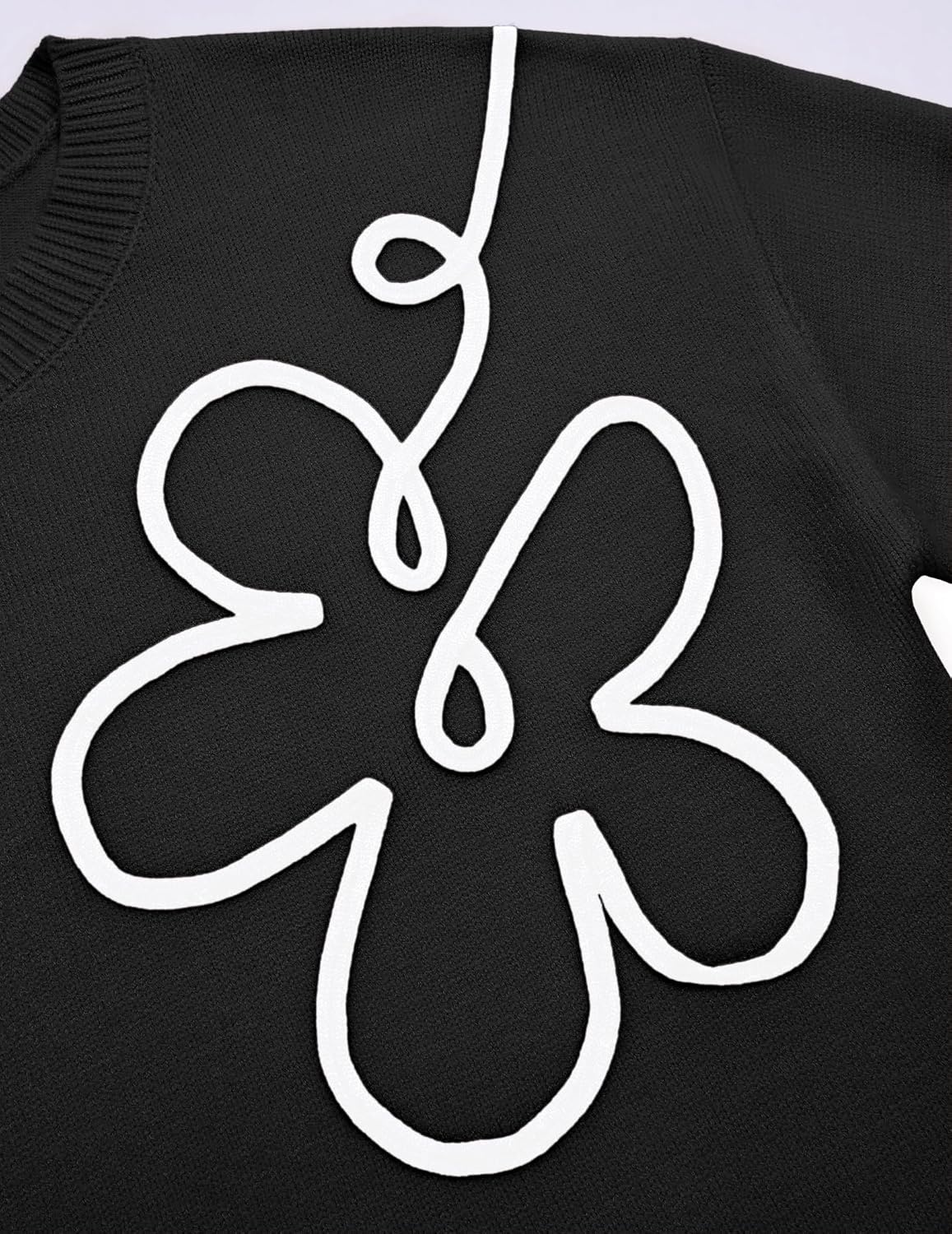 image:imageZeagoo Womens Sweaters 3D Floral Appliques Crewneck Long Sleeve PulloversBlack
