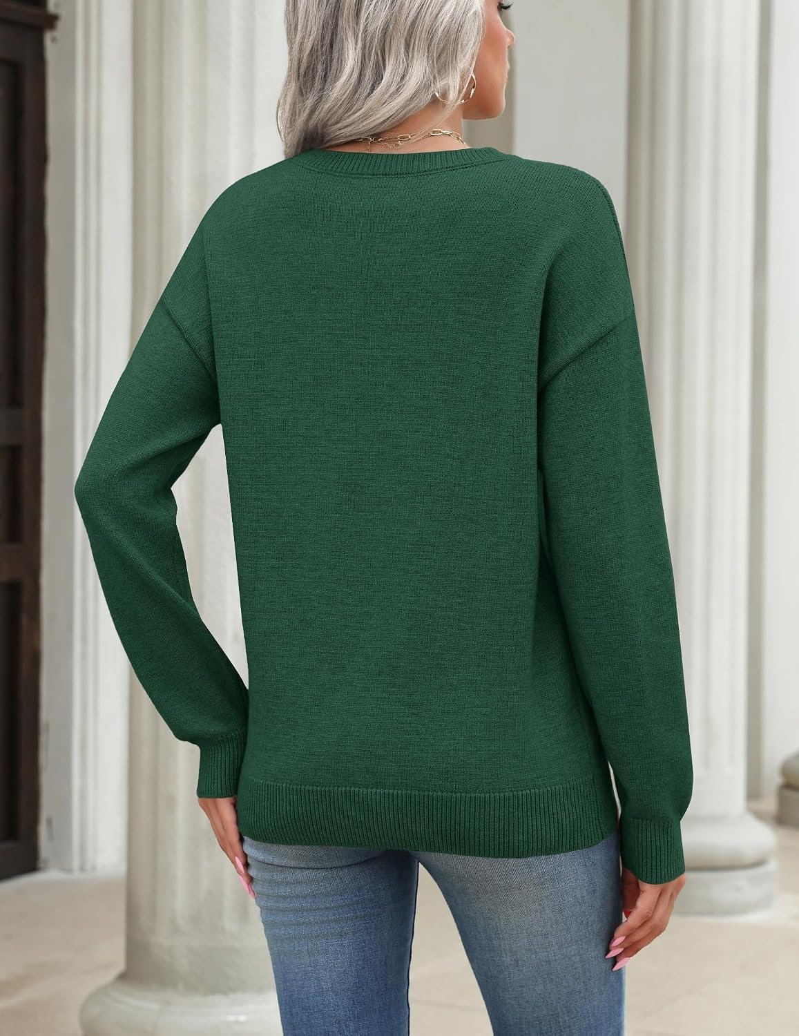image:imageZeagoo Womens Sweaters 3D Floral Appliques Crewneck Long Sleeve PulloversDeep Green