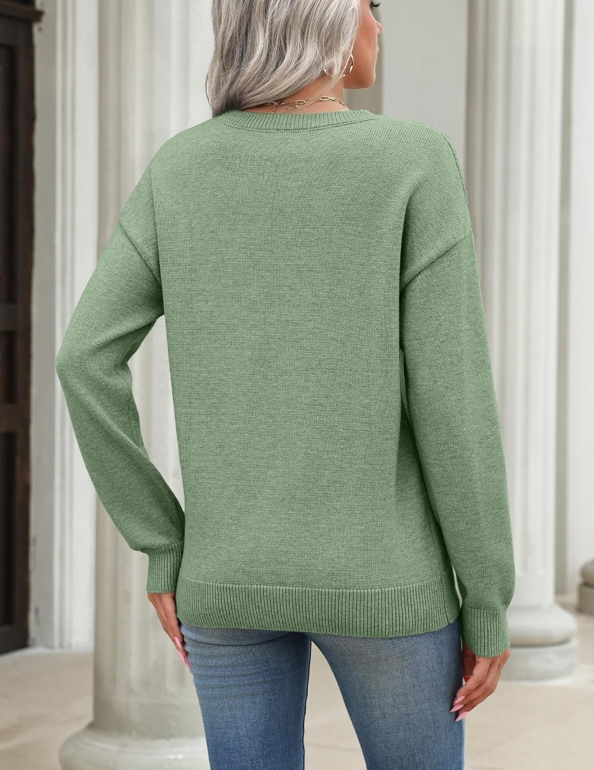 image:imageZeagoo Womens Sweaters 3D Floral Appliques Crewneck Long Sleeve PulloversGreen