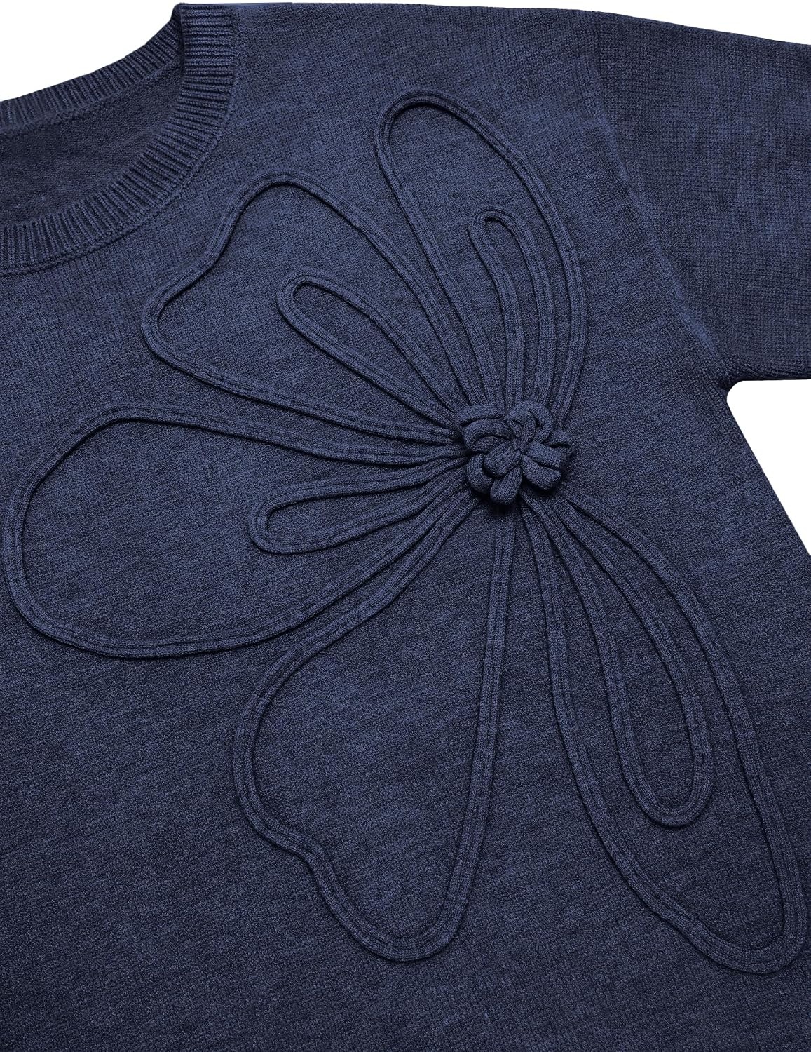 image:imageZeagoo Womens Sweaters 3D Floral Appliques Crewneck Long Sleeve PulloversNavy Blue