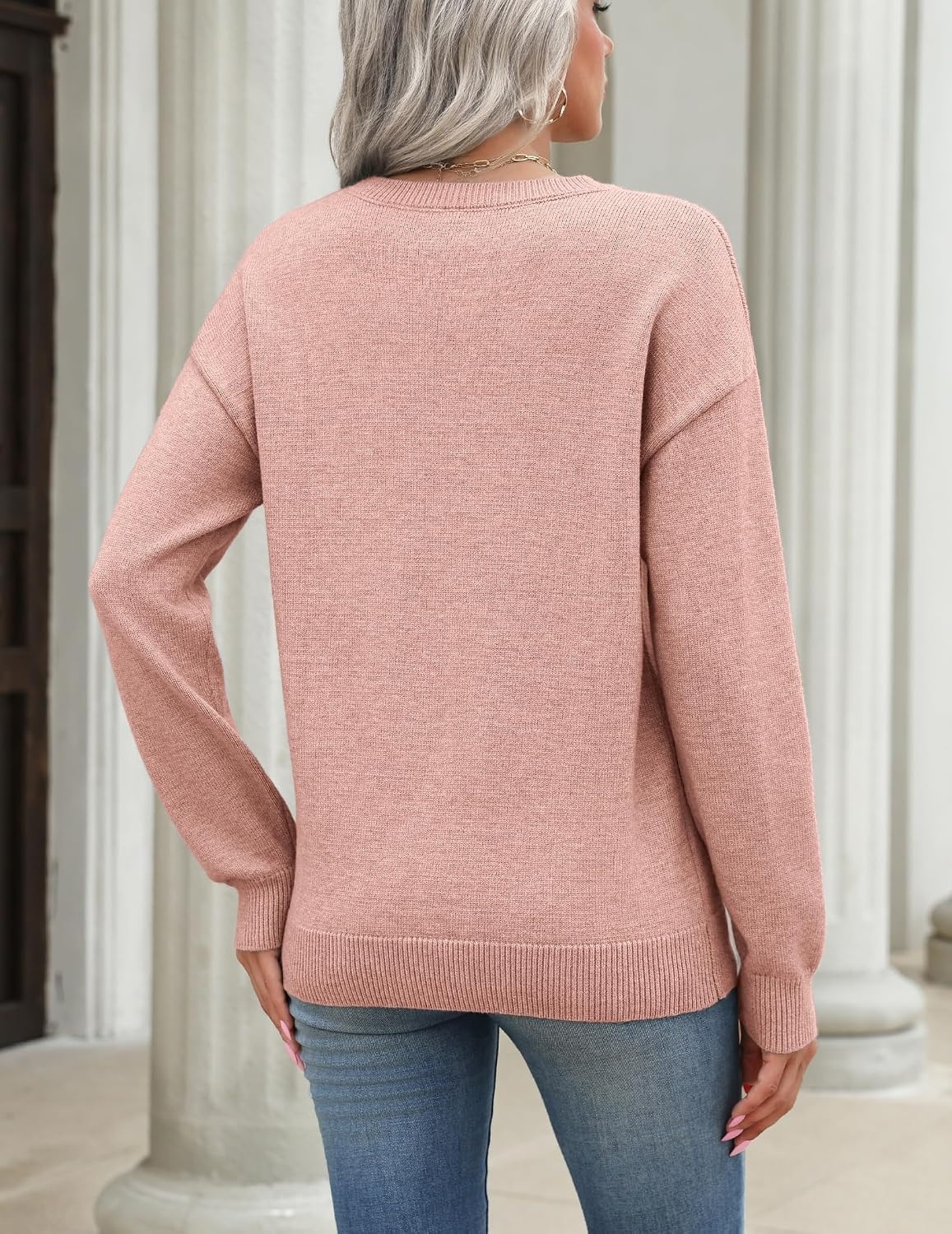image:imageZeagoo Womens Sweaters 3D Floral Appliques Crewneck Long Sleeve PulloversPink