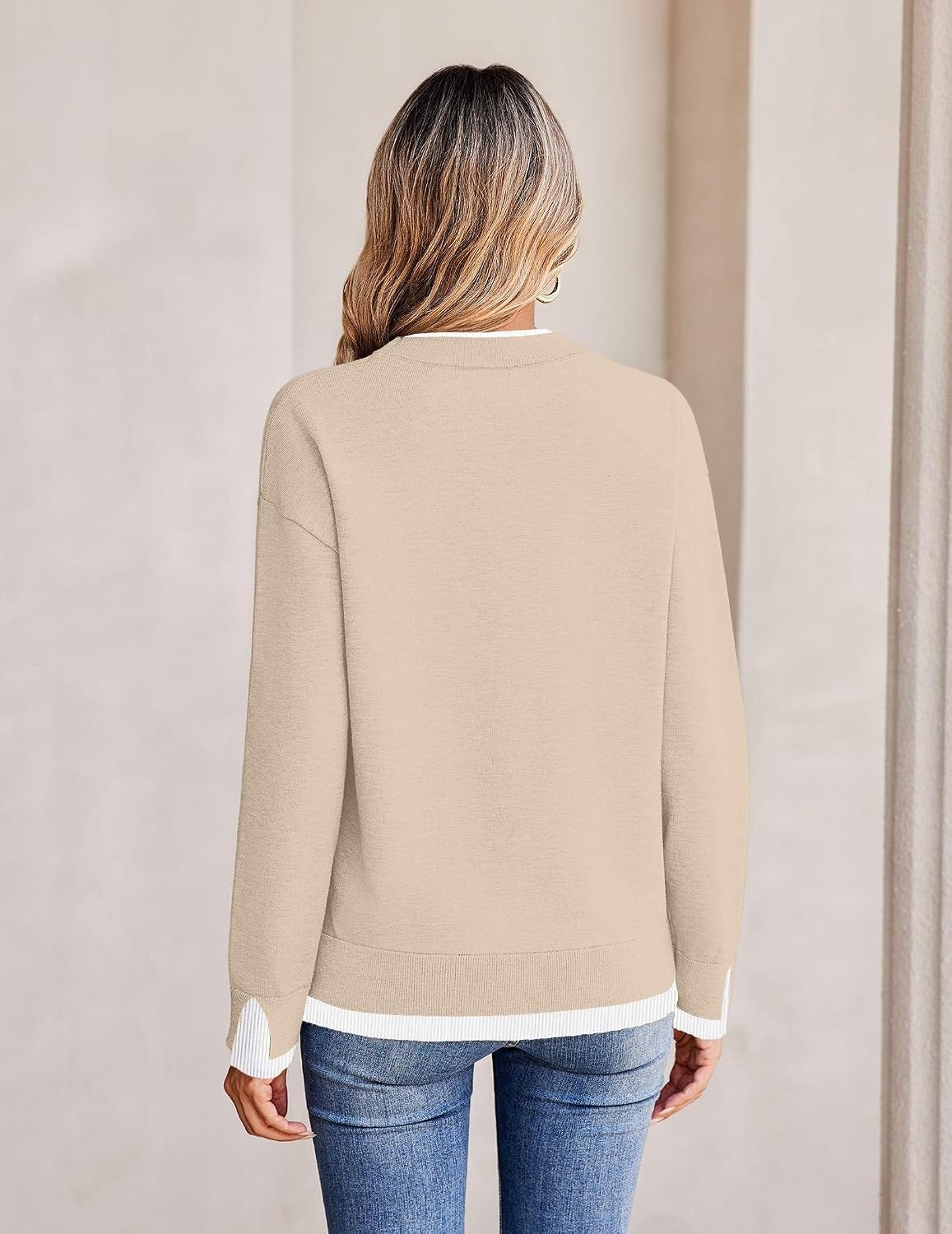 image:imageZeagoo Womens Sweaters Crewneck Long Sleeve Pullover TopsApricot